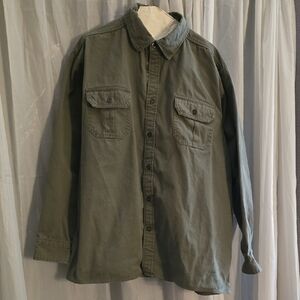 Men's Casual Olive Button Down Shirt